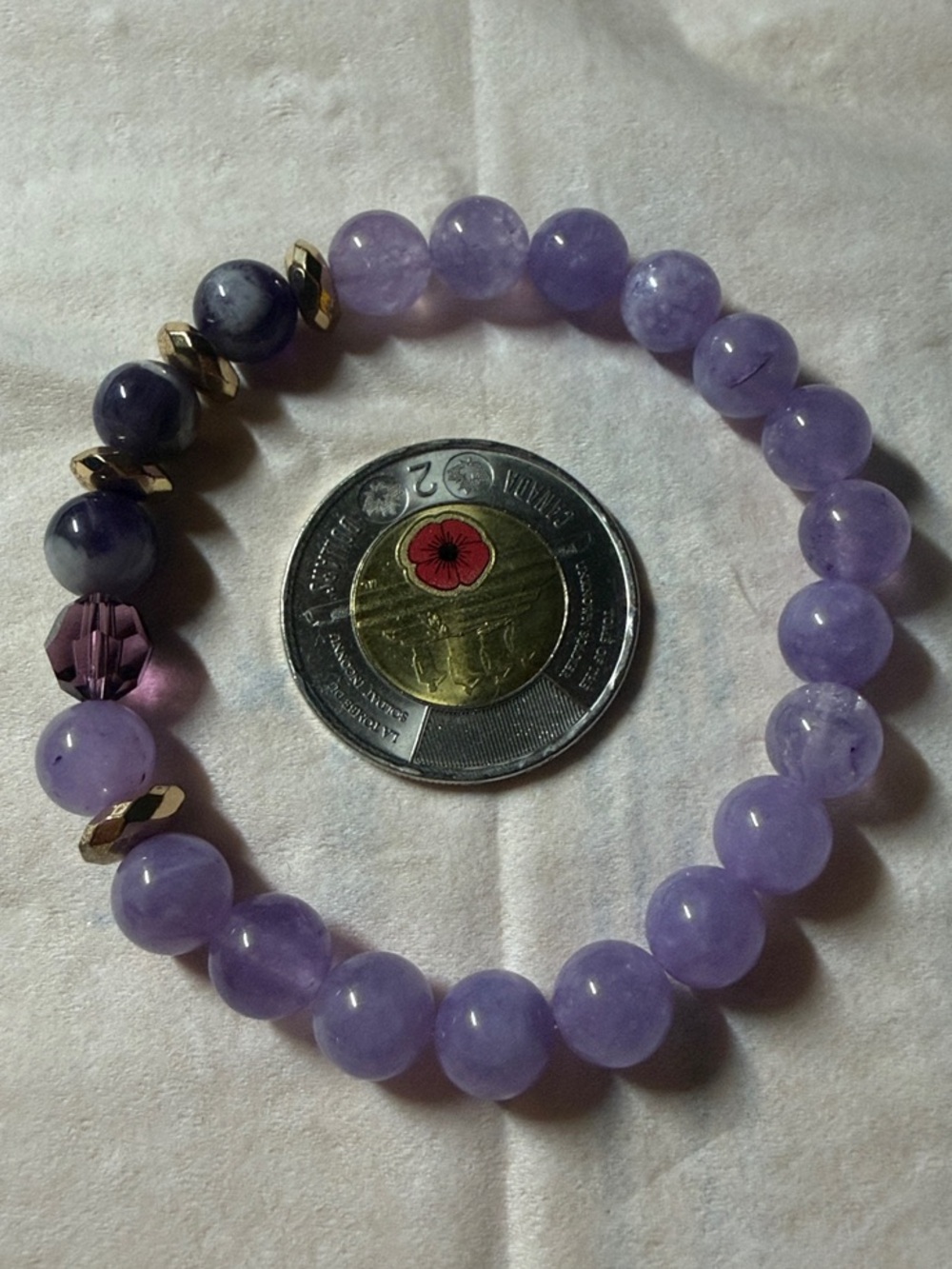 Amethyst Bead Stretch Bracelet - Lavender Purple